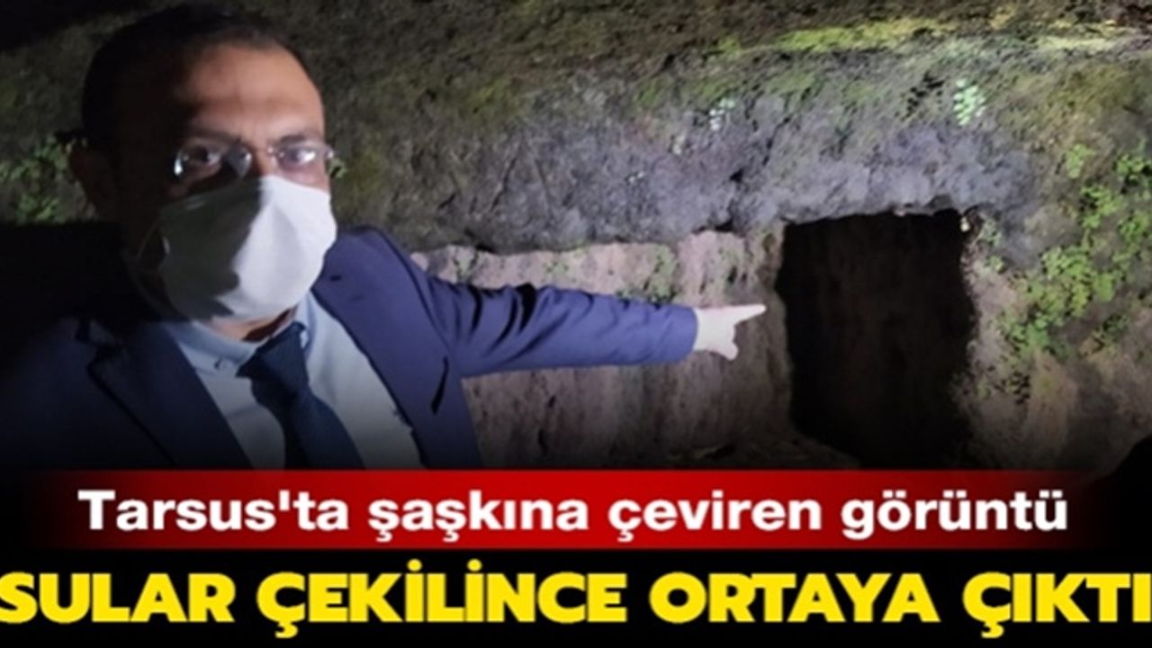 Tarsus'ta sular çekilince altıncı yüzyıldan kalma kaya mezarları ortaya çıktı