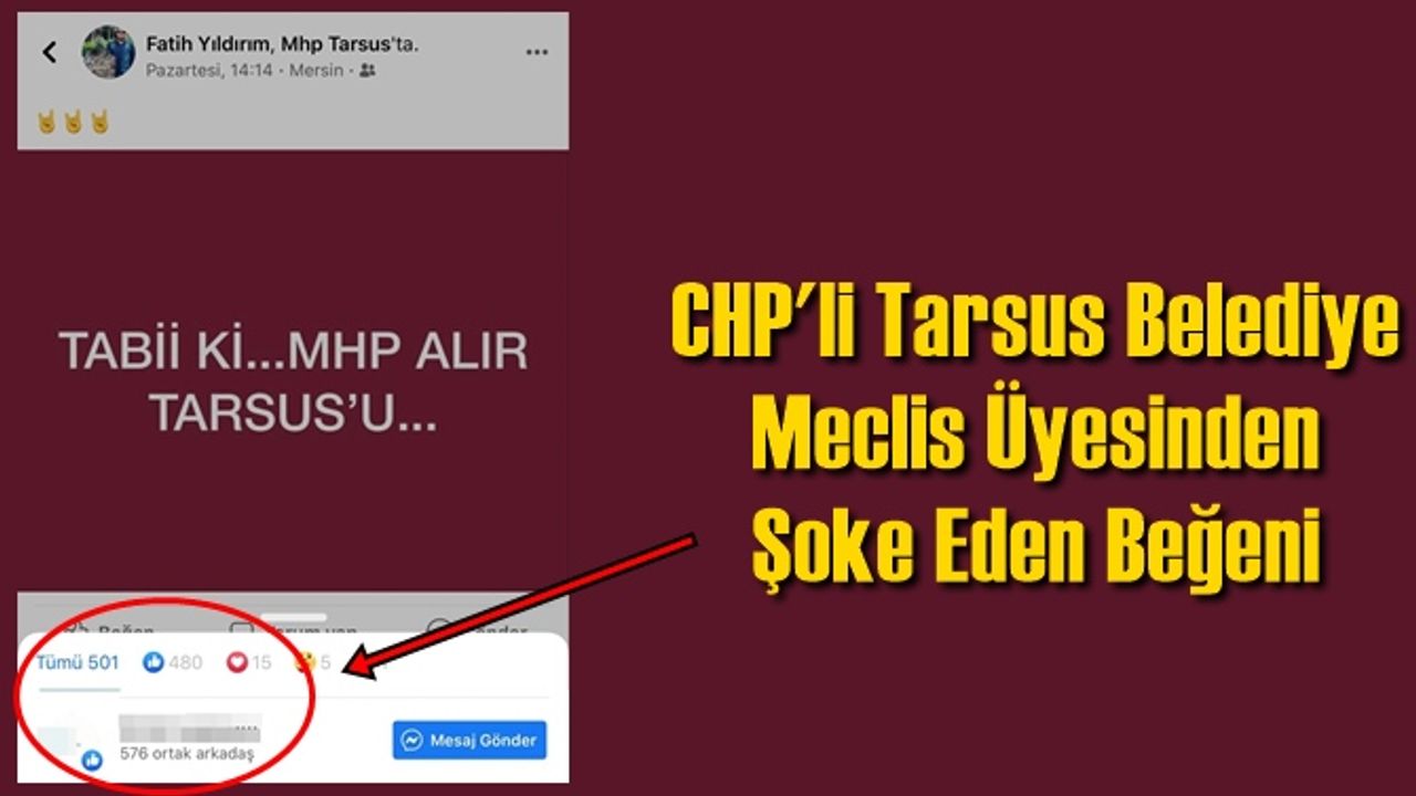 CHP'li Tarsus Belediyesi Meclis Üyesinin MHP Tarsus'u Alır Gönderisini Beğenmesi Tepkiyle Karşılandı