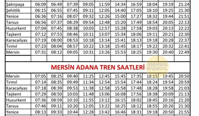 Mersin Adana Tren Saatleri, Adana Tarsus Mersin Tren Saati 2023 Güncel Tren Saati